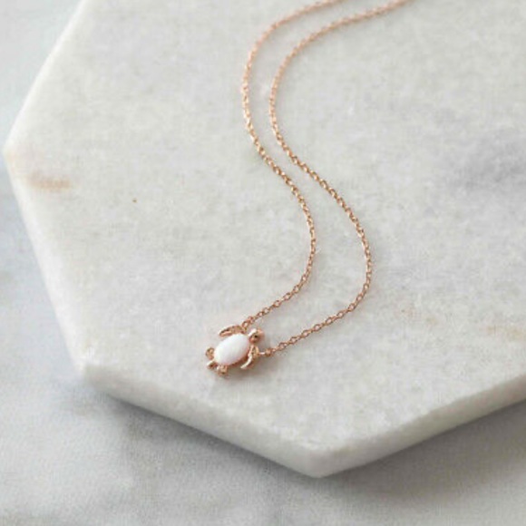 3/$30 NEW! Dainty Sea Turtle Opal Pendant Necklace Gold - Picture 9 of 11